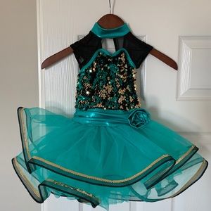 Sparkly green black gold tutu - toddler dance, XS